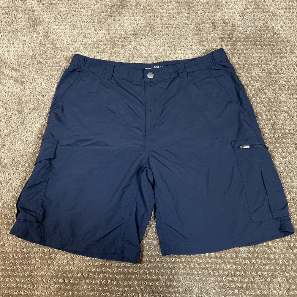 Columbia Omni-Shade Men's Navy Cargo Shorts – Regular Fit, UV Sun Protection 38W